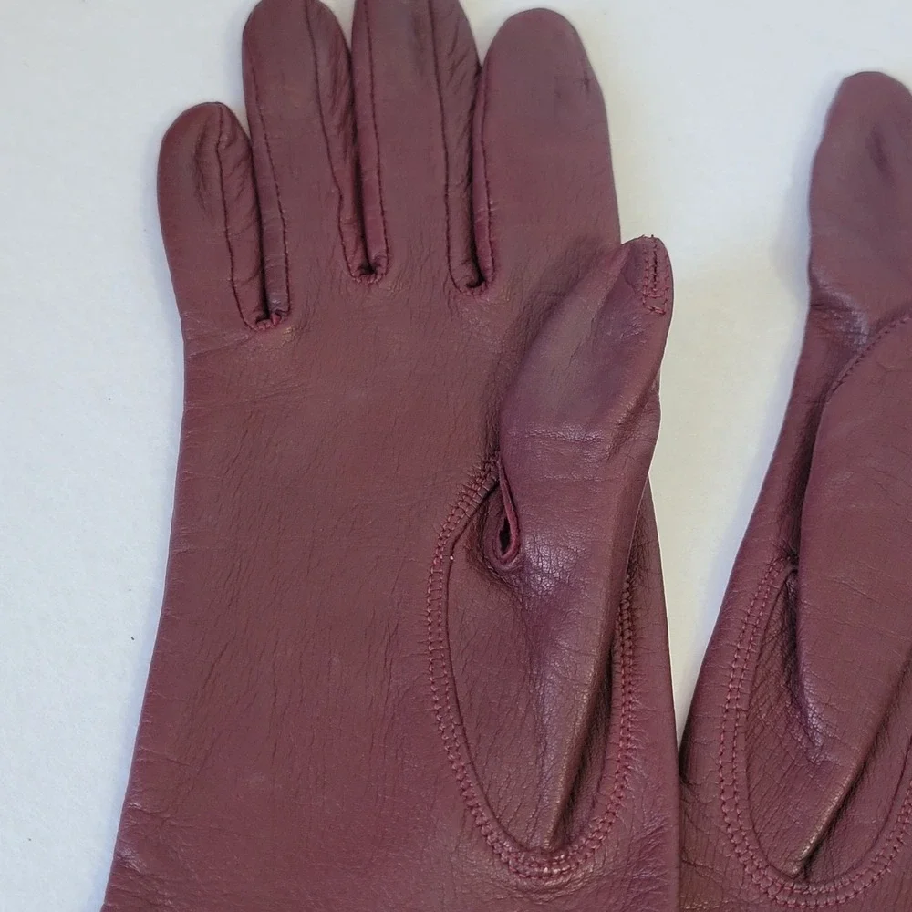 Vintage Stetson Burgundy Leather Opera Gloves Size 6 1/2 Formal Evening Wear EUC